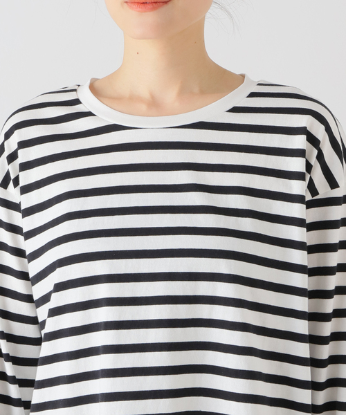 B.C STOCK(ベーセーストック)の「裾スリットロンT(Tシャツ/カットソー・レディース・ネイビー/ブラック系その他/ホワイト・FREE)」の5枚目の写真