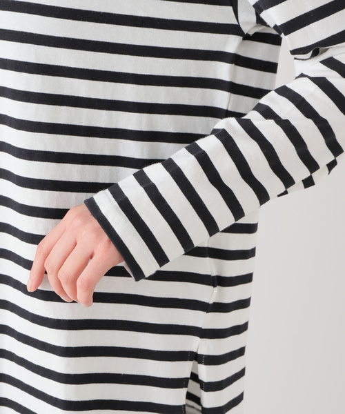 B.C STOCK(ベーセーストック)の「裾スリットロンT(Tシャツ/カットソー・レディース・ネイビー/ブラック系その他/ホワイト・FREE)」の8枚目の写真