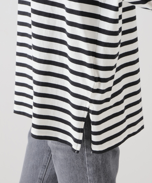 B.C STOCK(ベーセーストック)の「裾スリットロンT(Tシャツ/カットソー・レディース・ネイビー/ブラック系その他/ホワイト・FREE)」の9枚目の写真