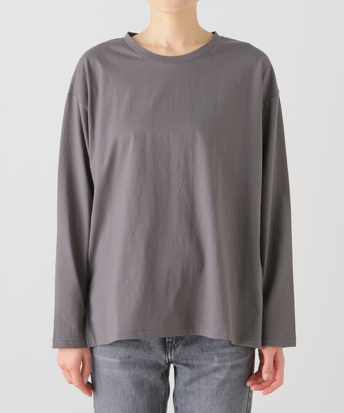 B.C STOCK(ベーセーストック)の「裾スリットロンT(Tシャツ/カットソー・レディース・ネイビー/ブラック系その他/ホワイト・FREE)」の4枚目の写真