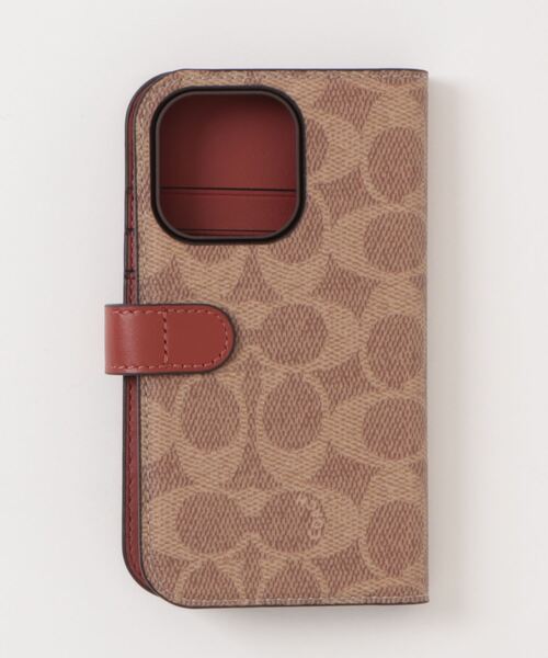 COACH（コーチ）の「IPHONE 15 PRO フォリオ・シグネチャー キャンバス（スマホケース/カバー・レディース・ベージュ系その他・ONE）」の2枚目の写真
