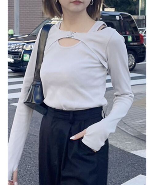 MURUA(ムルーア)の「レイヤードライクテレコトップス(Tシャツ/カットソー・レディース・ホワイト/ピンク/グレー/ブラック・FREE)」の3枚目の写真