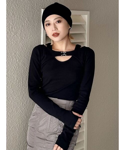 MURUA(ムルーア)の「レイヤードライクテレコトップス(Tシャツ/カットソー・レディース・ホワイト/ピンク/グレー/ブラック・FREE)」の5枚目の写真