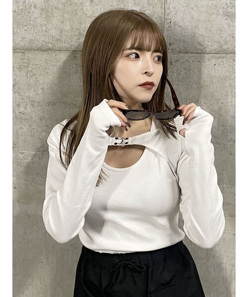 MURUA(ムルーア)の「レイヤードライクテレコトップス(Tシャツ/カットソー・レディース・ホワイト/ピンク/グレー/ブラック・FREE)」の10枚目の写真