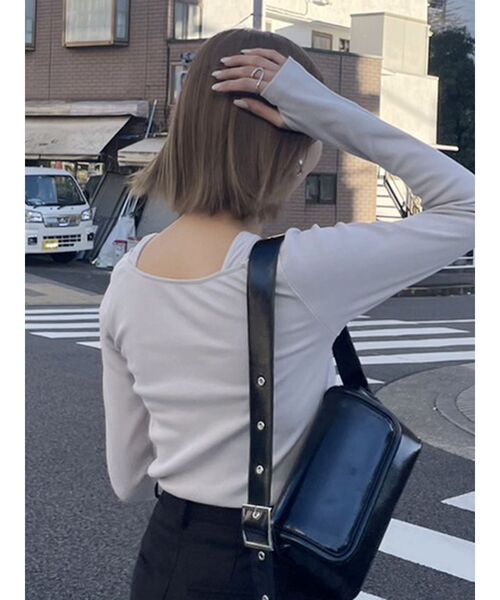 MURUA(ムルーア)の「レイヤードライクテレコトップス(Tシャツ/カットソー・レディース・ホワイト/ピンク/グレー/ブラック・FREE)」の17枚目の写真