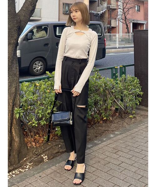 MURUA(ムルーア)の「レイヤードライクテレコトップス(Tシャツ/カットソー・レディース・ホワイト/ピンク/グレー/ブラック・FREE)」の21枚目の写真