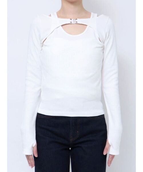 MURUA(ムルーア)の「レイヤードライクテレコトップス(Tシャツ/カットソー・レディース・ホワイト/ピンク/グレー/ブラック・FREE)」の22枚目の写真