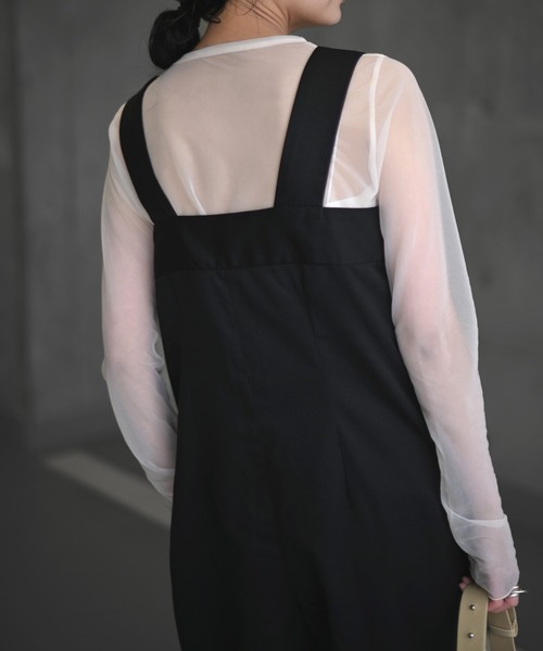 Marient（マリエント）の「センタージップツイルサロペット（サロペット/オーバーオール・レディース・ブラック/アイボリー・FREE）」の9枚目の写真