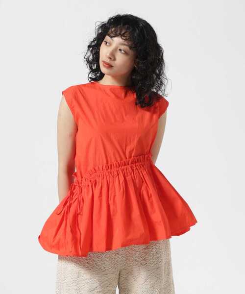 BEAVER（ビーバー）の「B omnivore/ビーオムニボー コットン＆タフタＳ／Ｌプルオーバー（シャツ/ブラウス・レディース・ブラック/オレンジ・F）」の14枚目の写真