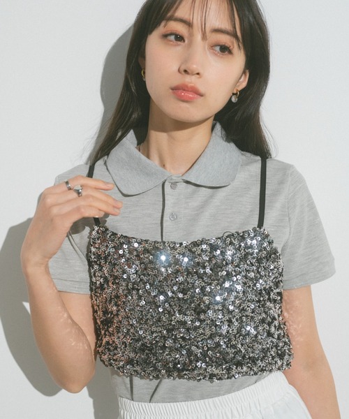 VANNIE U（ヴァニーユー）の「スパンコールビスチェ（キャミソール・レディース・その他/シルバー・FREE）」の3枚目の写真