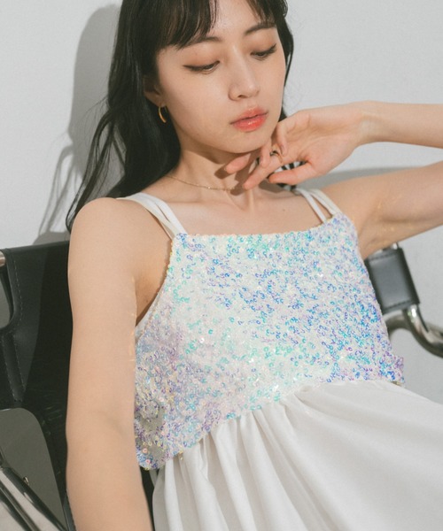 VANNIE U（ヴァニーユー）の「スパンコールビスチェ（キャミソール・レディース・その他/シルバー・FREE）」の5枚目の写真