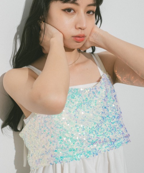 VANNIE U（ヴァニーユー）の「スパンコールビスチェ（キャミソール・レディース・その他/シルバー・FREE）」の17枚目の写真