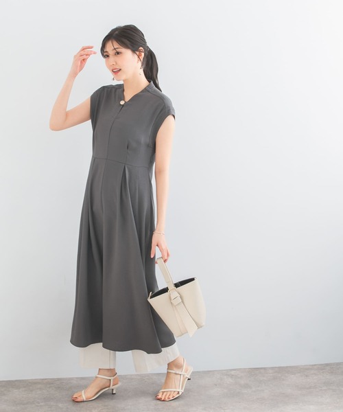 URBAN RESEARCH ROSSO WOMEN（アーバンリサーチ　ロッソ）の「リネンライクウエストシェイプワンピース（ワンピース・レディース・チャコールグレー/ベージュ系その他・36/38）」の13枚目の写真