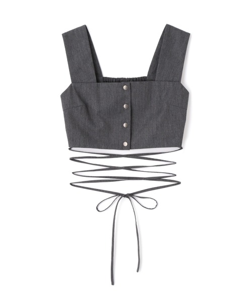 MECRE(メクル)の「フロントボタンツイルビスチェ(ベスト・レディース・ブラック/グレー・FREE)」の1枚目の写真