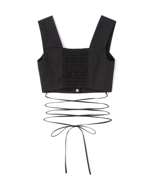 MECRE(メクル)の「フロントボタンツイルビスチェ(ベスト・レディース・ブラック/グレー・FREE)」の3枚目の写真