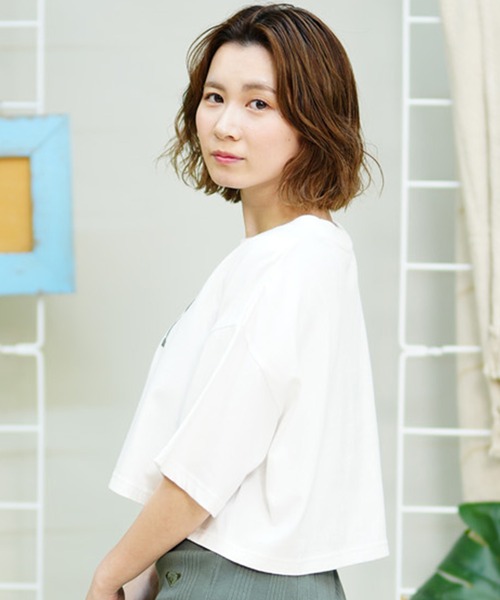 ROXY(ロキシー)の「ROXY/ロキシー 半袖Tシャツ ブランドロゴ ショート丈/クロップ丈 RST242627T(Tシャツ/カットソー・レディース・ホワイト/サンドベージュ/ターコイズブルー・L/M)」の5枚目の写真