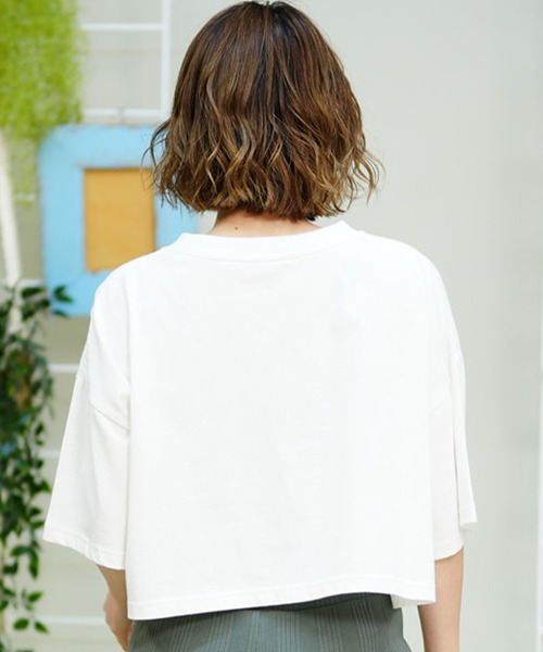 ROXY(ロキシー)の「ROXY/ロキシー 半袖Tシャツ ブランドロゴ ショート丈/クロップ丈 RST242627T(Tシャツ/カットソー・レディース・ホワイト/サンドベージュ/ターコイズブルー・L/M)」の6枚目の写真
