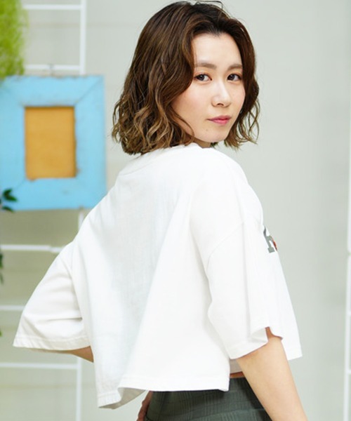 ROXY(ロキシー)の「ROXY/ロキシー 半袖Tシャツ ブランドロゴ ショート丈/クロップ丈 RST242627T(Tシャツ/カットソー・レディース・ホワイト/サンドベージュ/ターコイズブルー・L/M)」の7枚目の写真