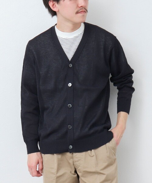 NOLLEY'S goodman（ノーリーズグッドマン）の「【WORK ABOUT】《イージーケア / 速乾性》GIMA ニットカーディガン（カーディガン/ボレロ・メンズ・グレイッシュベージュ/イエロー/ダークネイビー・L/M）」の3枚目の写真