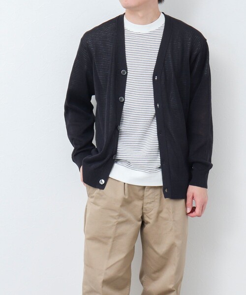 NOLLEY'S goodman（ノーリーズグッドマン）の「【WORK ABOUT】《イージーケア / 速乾性》GIMA ニットカーディガン（カーディガン/ボレロ・メンズ・グレイッシュベージュ/イエロー/ダークネイビー・L/M）」の18枚目の写真