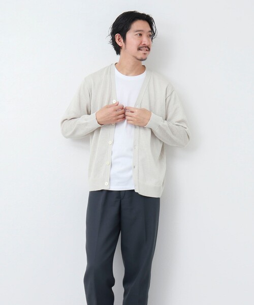 NOLLEY'S goodman（ノーリーズグッドマン）の「【WORK ABOUT】《イージーケア / 速乾性》GIMA ニットカーディガン（カーディガン/ボレロ・メンズ・グレイッシュベージュ/イエロー/ダークネイビー・L/M）」の10枚目の写真