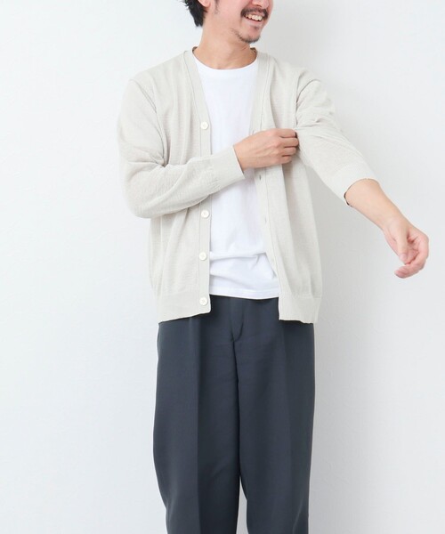 NOLLEY'S goodman（ノーリーズグッドマン）の「【WORK ABOUT】《イージーケア / 速乾性》GIMA ニットカーディガン（カーディガン/ボレロ・メンズ・グレイッシュベージュ/イエロー/ダークネイビー・L/M）」の8枚目の写真