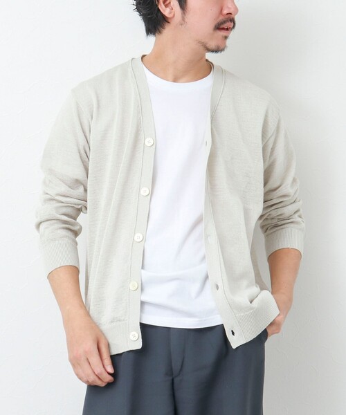NOLLEY'S goodman（ノーリーズグッドマン）の「【WORK ABOUT】《イージーケア / 速乾性》GIMA ニットカーディガン（カーディガン/ボレロ・メンズ・グレイッシュベージュ/イエロー/ダークネイビー・L/M）」の7枚目の写真