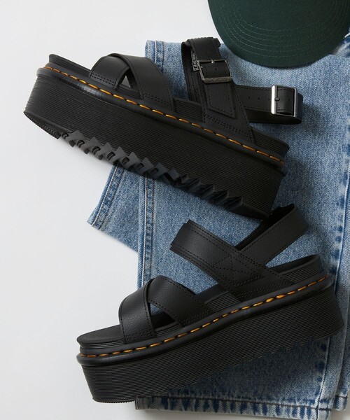 PUBLUX(パブリュクス)の「Dr.Martens/ドクターマーチン Voss II Quad/プラットフォームレザークロスサンダル 限定展開(サンダル・レディース・ブラック・3/4/6/5)」の9枚目の写真