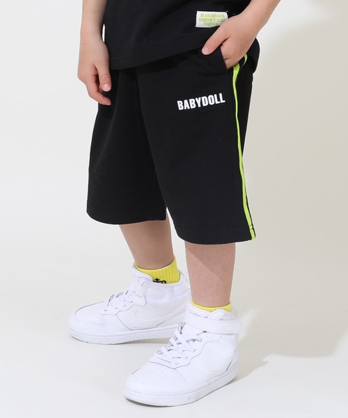 BABYDOLL(ベビードール)の「ラインスウェットハーフパンツ 9372K(トップス別売)(スウェットパンツ・キッズ・ブラック/ベビーピンク・90cm/100cm/110cm/120cm/130cm)」の2枚目の写真