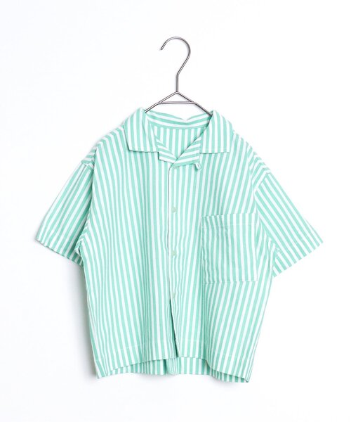 p.premier(ピードットプルミエ)の「半袖ワイドストライプシャツ(シャツ/ブラウス・キッズ・ブルー/イエロー/ブラウン/ピンク・80/90/100/110/120/140/130)」の3枚目の写真