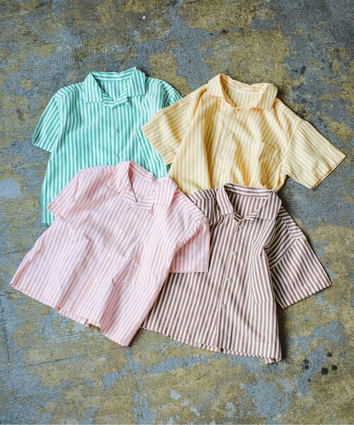 p.premier(ピードットプルミエ)の「半袖ワイドストライプシャツ(シャツ/ブラウス・キッズ・ブルー/イエロー/ブラウン/ピンク・80/90/100/110/120/140/130)」の19枚目の写真