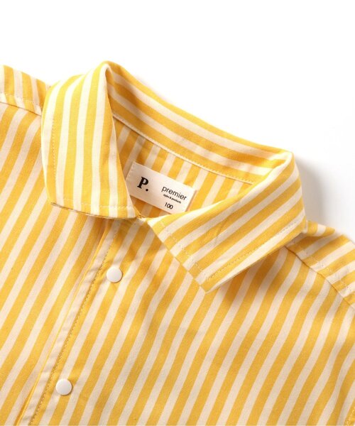 p.premier(ピードットプルミエ)の「半袖ワイドストライプシャツ(シャツ/ブラウス・キッズ・ブルー/イエロー/ブラウン/ピンク・80/90/100/110/120/140/130)」の7枚目の写真