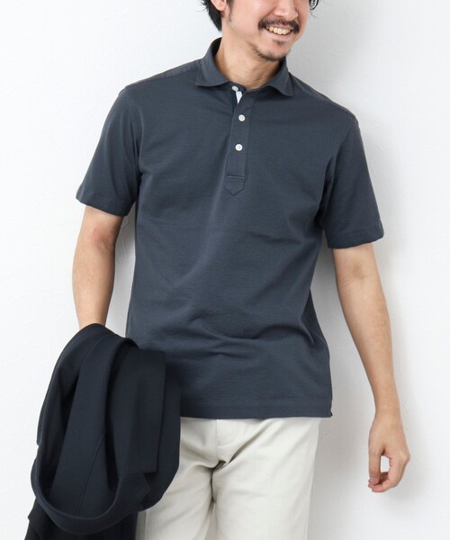 NOLLEY’S（ノーリーズ）の「《ビジカジ対応》サッカーニットテープポロシャツ（ポロシャツ・メンズ・サックスブルー/ブルー系その他/ネイビー・XL/L/M/S）」の2枚目の写真