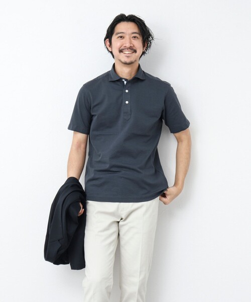 NOLLEY’S（ノーリーズ）の「《ビジカジ対応》サッカーニットテープポロシャツ（ポロシャツ・メンズ・サックスブルー/ブルー系その他/ネイビー・XL/L/M/S）」の5枚目の写真