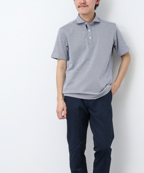 NOLLEY’S（ノーリーズ）の「《ビジカジ対応》サッカーニットテープポロシャツ（ポロシャツ・メンズ・サックスブルー/ブルー系その他/ネイビー・XL/L/M/S）」の10枚目の写真