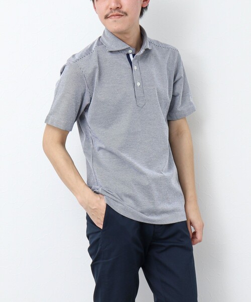 NOLLEY’S（ノーリーズ）の「《ビジカジ対応》サッカーニットテープポロシャツ（ポロシャツ・メンズ・サックスブルー/ブルー系その他/ネイビー・XL/L/M/S）」の12枚目の写真