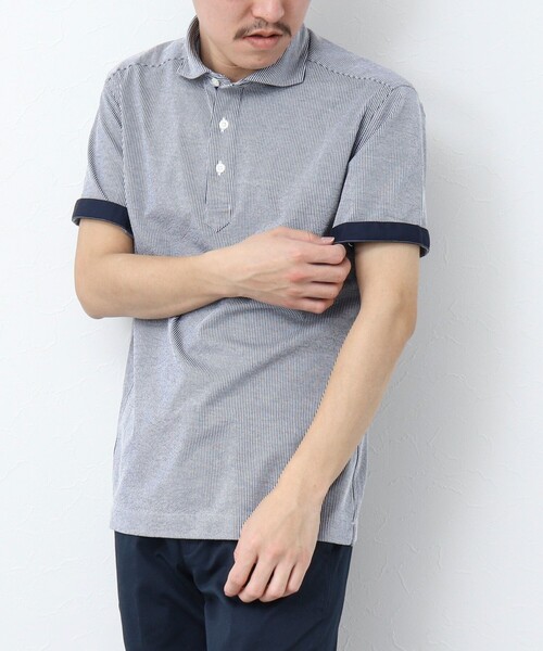 NOLLEY’S（ノーリーズ）の「《ビジカジ対応》サッカーニットテープポロシャツ（ポロシャツ・メンズ・サックスブルー/ブルー系その他/ネイビー・XL/L/M/S）」の16枚目の写真