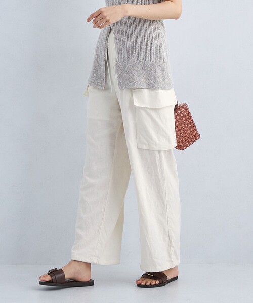 green label relaxing（グリーンレーベルリラクシング）の「BREEZE LINEN ブリーズリネン カーゴ パンツ オフホワイト（カーゴパンツ・レディース・オフホワイト・38/36）」の2枚目の写真