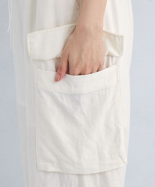green label relaxing（グリーンレーベルリラクシング）の「BREEZE LINEN ブリーズリネン カーゴ パンツ オフホワイト（カーゴパンツ・レディース・オフホワイト・38/36）」の10枚目の写真