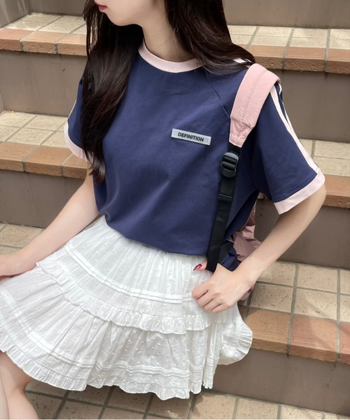 clear（クリア）の「ラバーワッペンライン入りオーバーサイズTシャツ≪2024SS≫（Tシャツ/カットソー・レディース・オフホワイト/ブラック/ネイビー・F）」の21枚目の写真