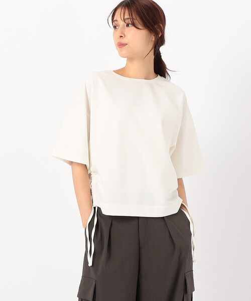 COMME CA ISM(コムサイズム)の「【サスティナブル】 AQUA ROBE ドロスト ポンチ カットソー(Tシャツ/カットソー・レディース・ホワイト/ネイビー/ブルー・FREE)」の2枚目の写真