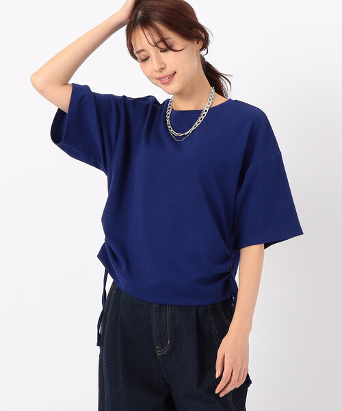 COMME CA ISM(コムサイズム)の「【サスティナブル】 AQUA ROBE ドロスト ポンチ カットソー(Tシャツ/カットソー・レディース・ホワイト/ネイビー/ブルー・FREE)」の3枚目の写真