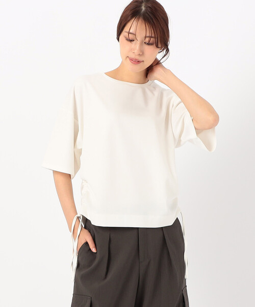 COMME CA ISM(コムサイズム)の「【サスティナブル】 AQUA ROBE ドロスト ポンチ カットソー(Tシャツ/カットソー・レディース・ホワイト/ネイビー/ブルー・FREE)」の5枚目の写真