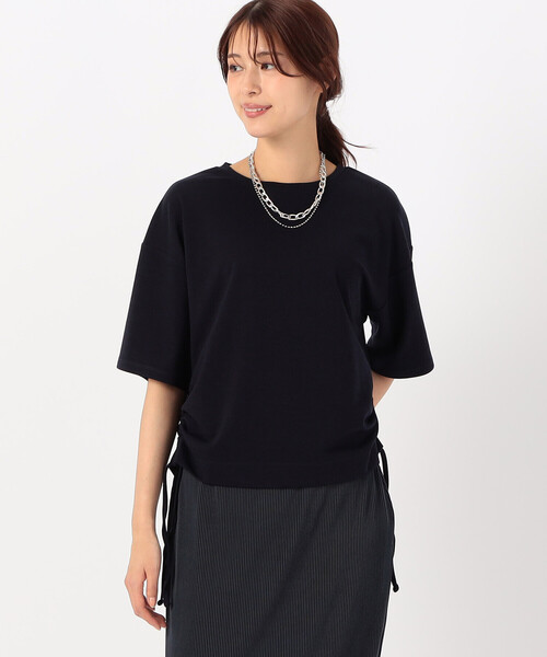 COMME CA ISM(コムサイズム)の「【サスティナブル】 AQUA ROBE ドロスト ポンチ カットソー(Tシャツ/カットソー・レディース・ホワイト/ネイビー/ブルー・FREE)」の1枚目の写真
