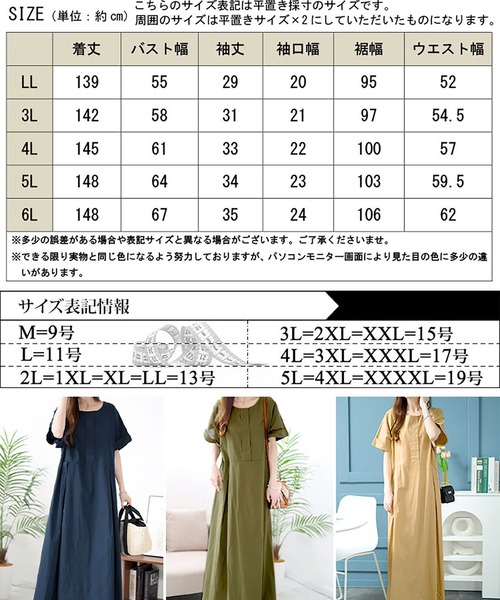 GOLDJAPAN(ゴールドジャパン)の「コットンマキシ丈ワンピース【大きいサイズ対応】(ワンピース・レディース・ベージュ/ネイビー/カーキ・3L/LL/6L/5L/4L)」の12枚目の写真