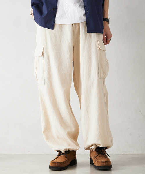 JOURNAL STANDARD relume（ジャーナルスタンダード　レリューム）の「HOUSE HOLD / ハウスホールド コットンリネンイージーカーゴパンツ（カーゴパンツ・メンズ・ブラック/アイボリー/サファリグリーン・LARGE/MEDIUM）」の21枚目の写真