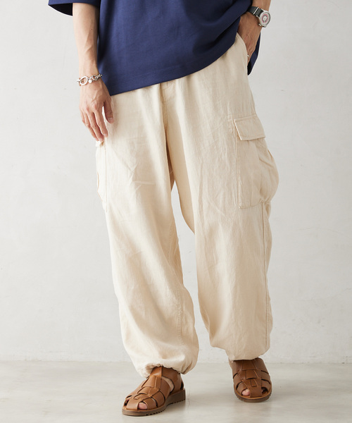 JOURNAL STANDARD relume（ジャーナルスタンダード　レリューム）の「HOUSE HOLD / ハウスホールド コットンリネンイージーカーゴパンツ（カーゴパンツ・メンズ・ブラック/アイボリー/サファリグリーン・LARGE/MEDIUM）」の8枚目の写真