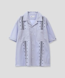 STAR PATTERN EMBROIDERED CUBAN SHIRT