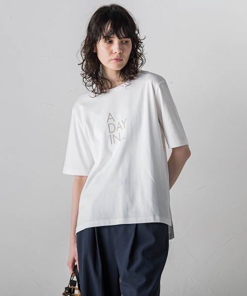 la.f…(ラエフ)の「刺しゅうコンパクトTシャツ≪洗濯機で洗える≫(Tシャツ/カットソー・レディース・ホワイト系その他/ホワイト・11号/9号)」の1枚目の写真