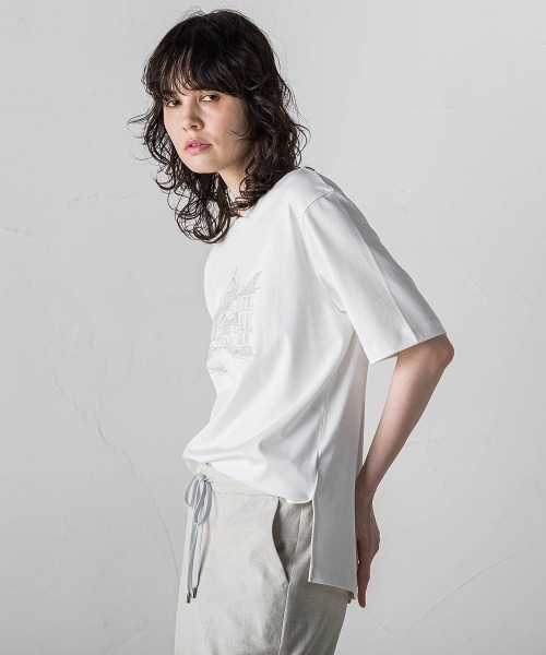 la.f…(ラエフ)の「刺しゅうコンパクトTシャツ≪洗濯機で洗える≫(Tシャツ/カットソー・レディース・ホワイト系その他/ホワイト・11号/9号)」の8枚目の写真